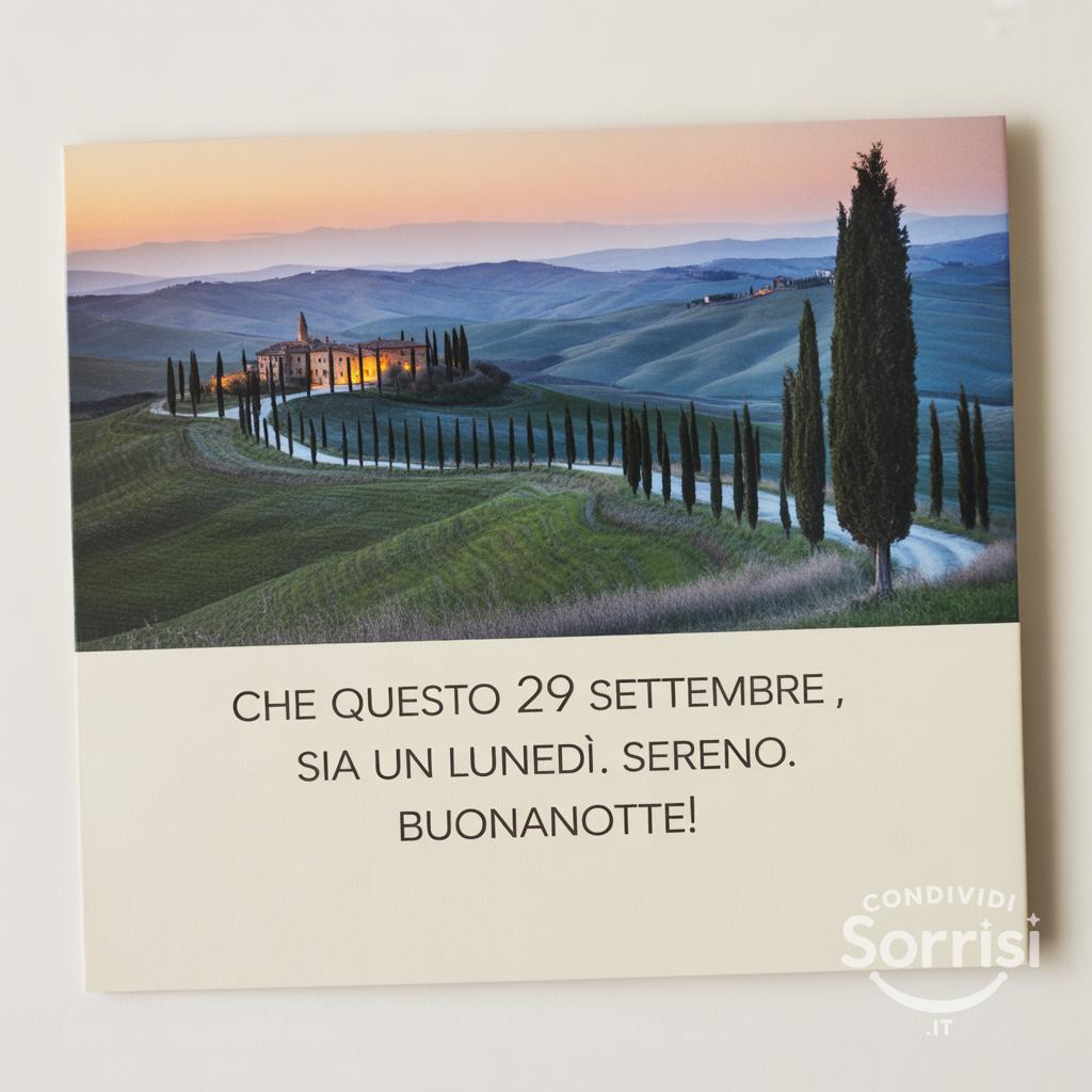 Che questo 29 settembre , sia un lunedì sereno. Buonanotte!