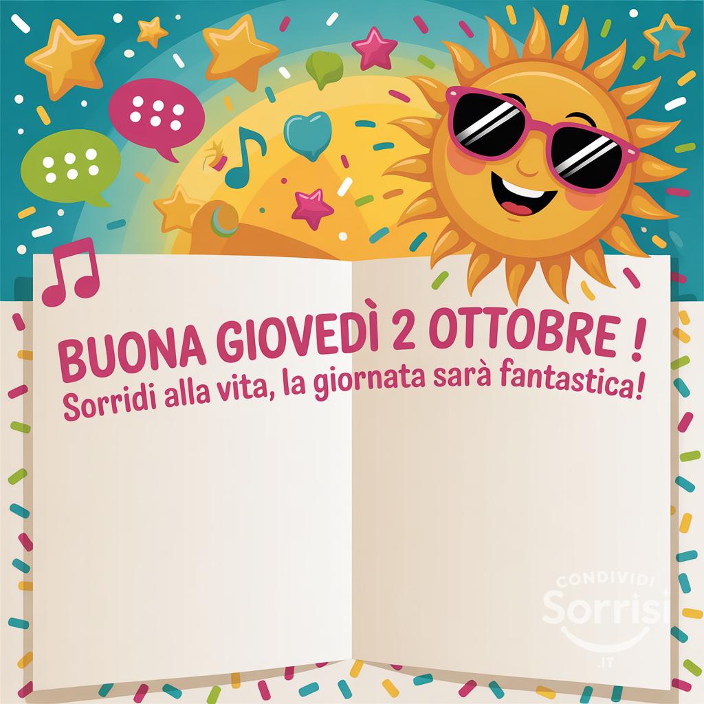 Buona giovedì 2 ottobre ! Sorridi alla vita, la giornata sarà fantastica!