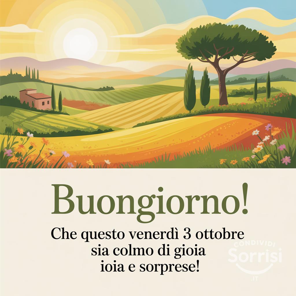 Buongiorno! Che questo venerdì 3 ottobre  sia colmo di gioia e sorprese!