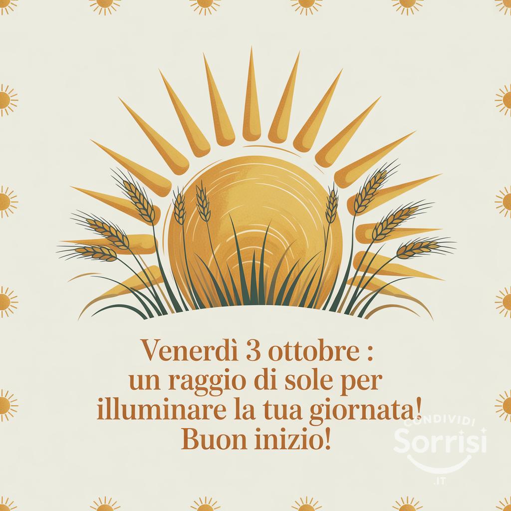 Venerdì 3 ottobre : un raggio di sole per illuminare la tua giornata! Buon inizio!