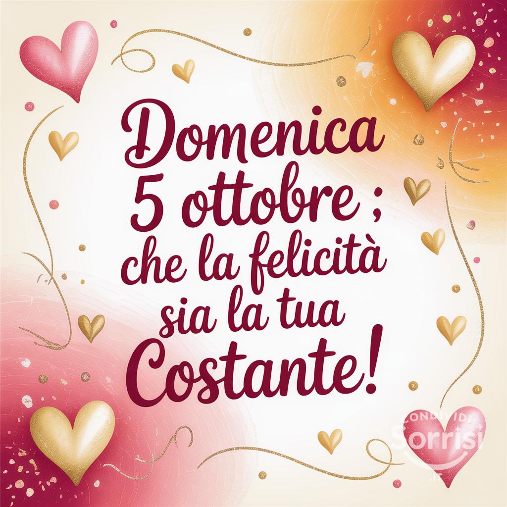 Domenica 5 ottobre : che la felicità sia la tua costante!