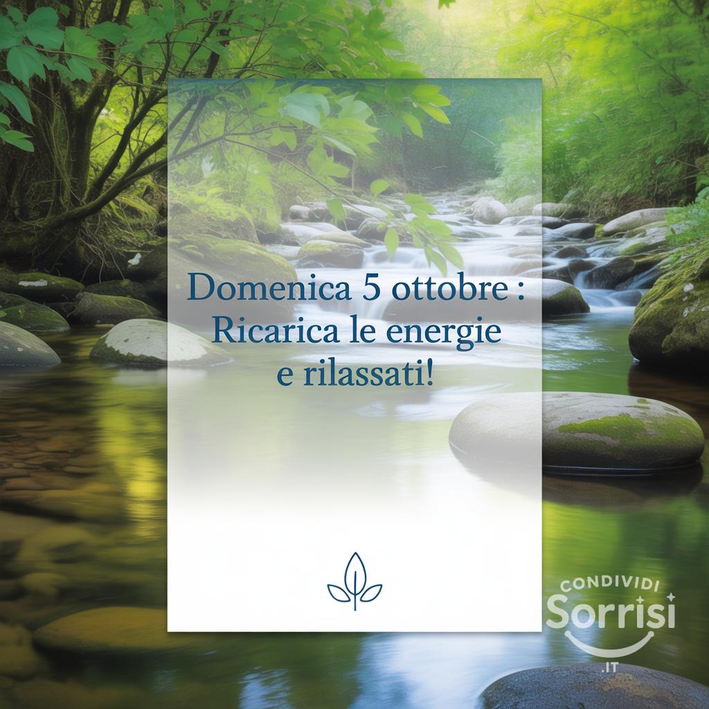 Domenica 5 ottobre : ricarica le energie e rilassati!