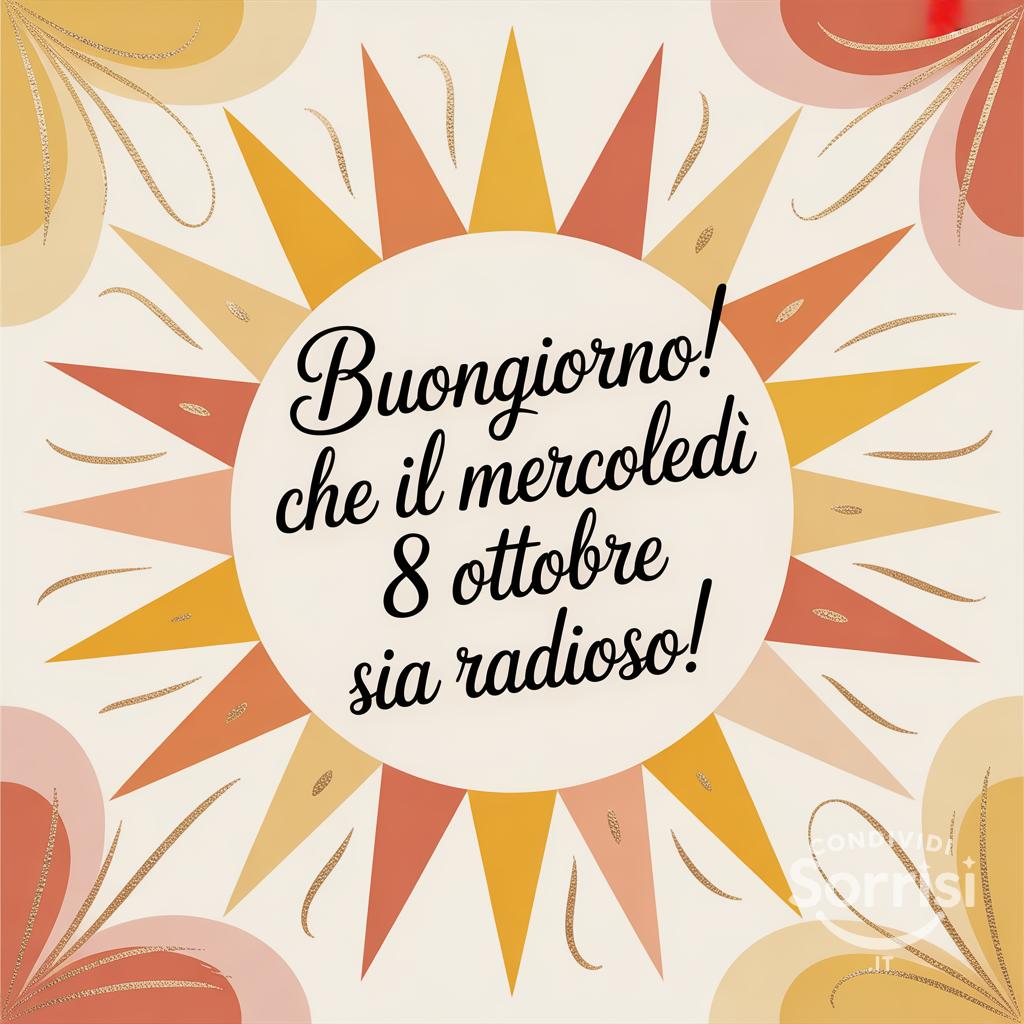Buongiorno! Che il mercoledì 8 ottobre  sia radioso!