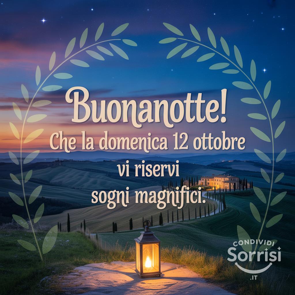 Buonanotte! Che la domenica 12 ottobre  vi riservi sogni magnifici.