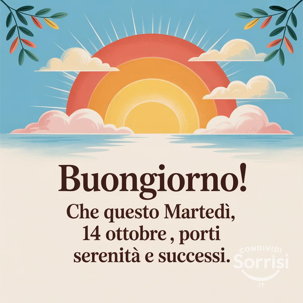 Buongiorno! Che questo martedì, 14 ottobre , porti serenità e successi.