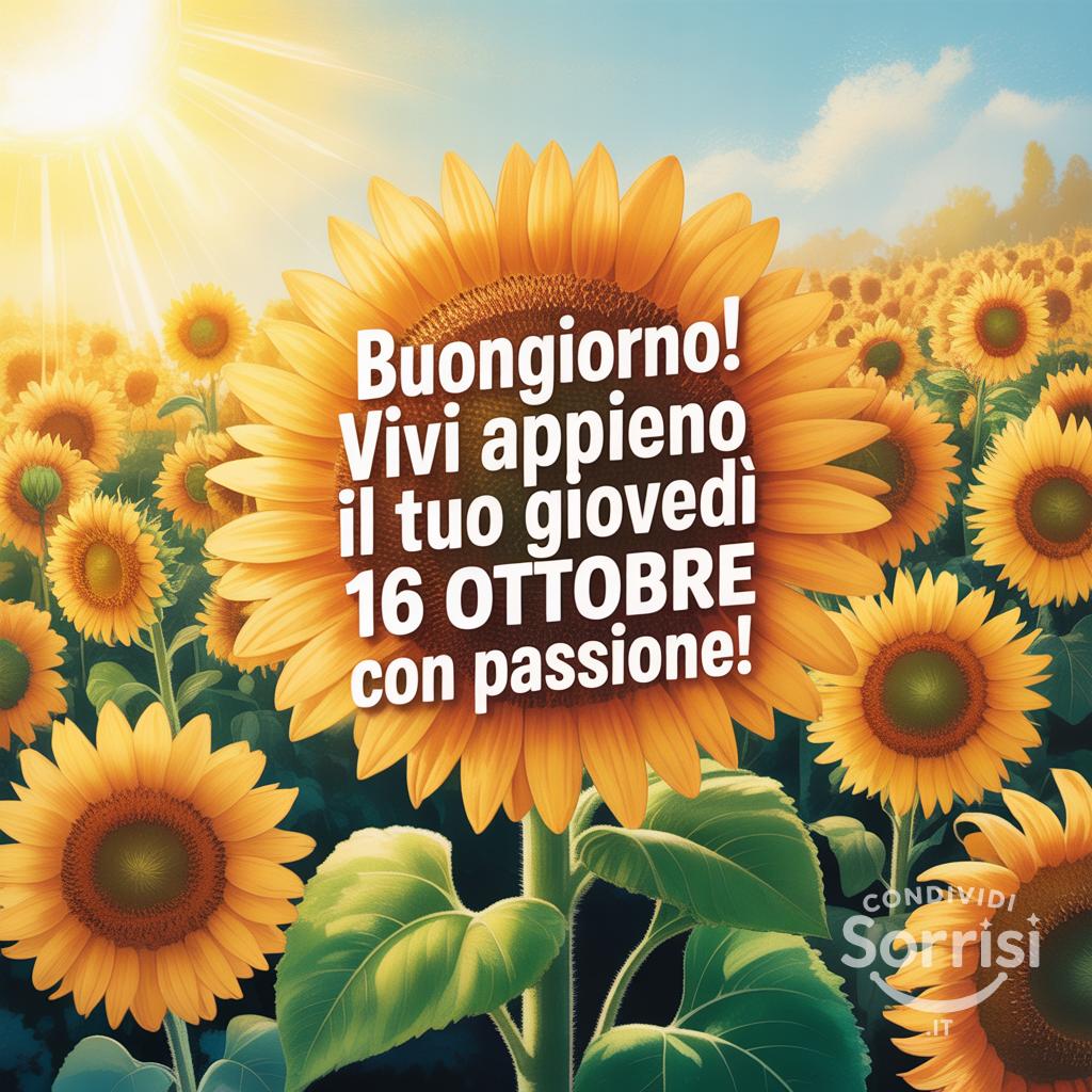 Buongiorno! Vivi appieno il tuo giovedì 16 ottobre  con passione!