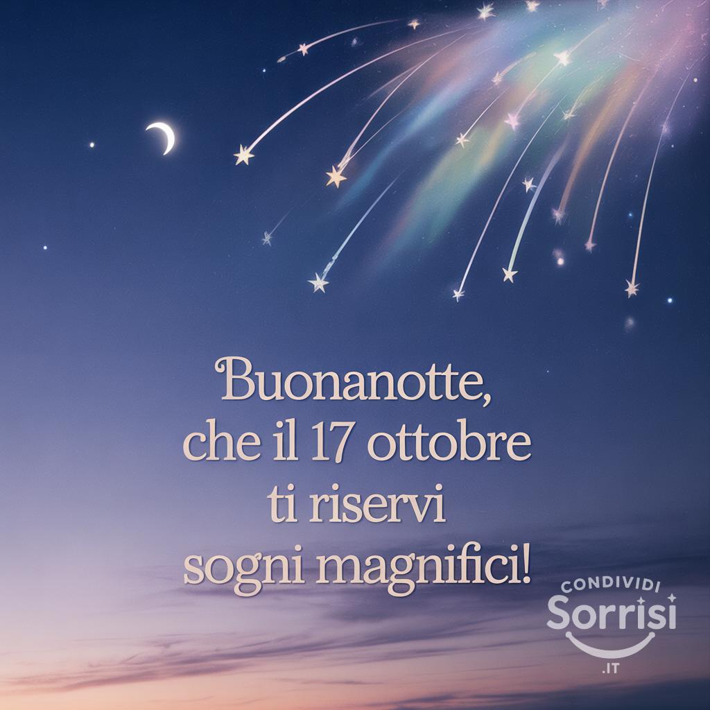 Buonanotte, che il 17 ottobre  ti riservi sogni magnifici!