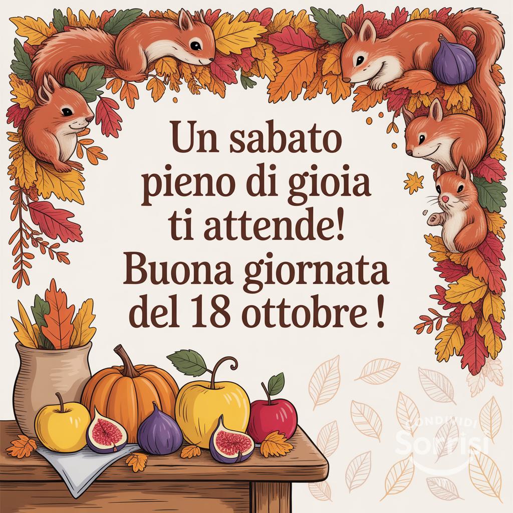 Un sabato pieno di gioia ti attende! Buona giornata del 18 ottobre !