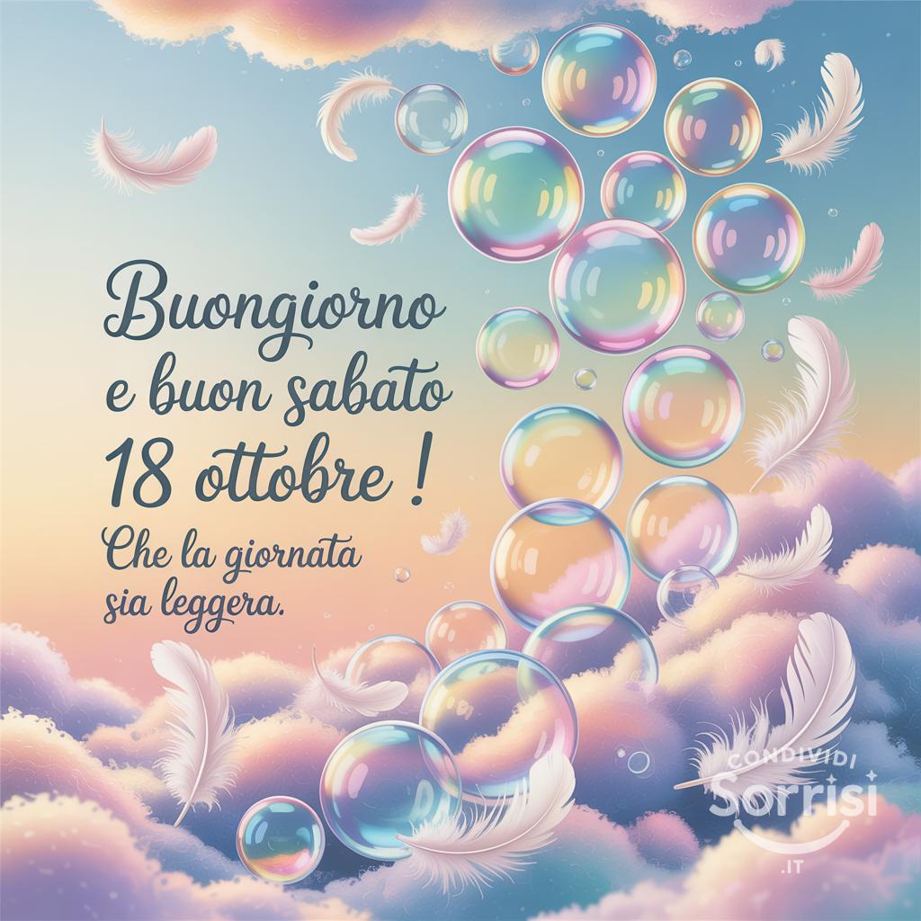Buongiorno e buon sabato 18 ottobre ! Che la giornata sia leggera.