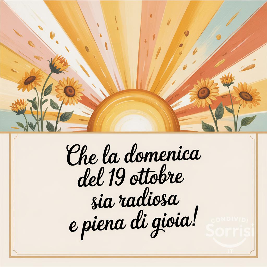 Che la domenica del 19 ottobre  sia radiosa e piena di gioia!