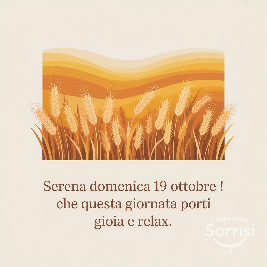 Serena domenica 19 ottobre ! Che questa giornata porti gioia e relax.