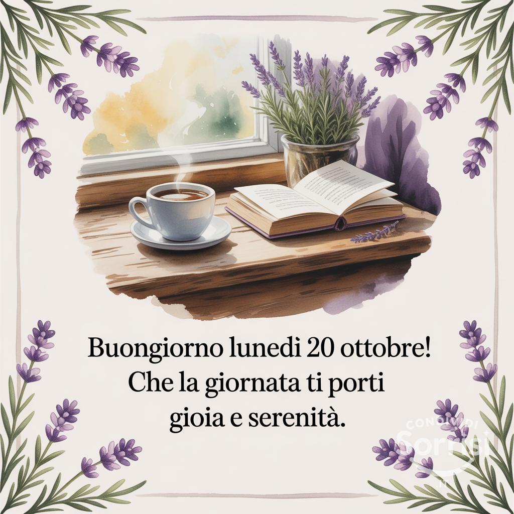 Buongiorno lunedì 20 ottobre! Che la giornata ti porti gioia e serenità.