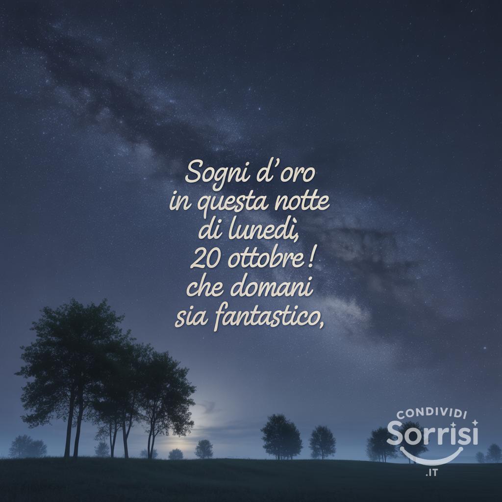 Sogni d'oro in questa notte di lunedì, 20 ottobre ! Che domani sia fantastico.