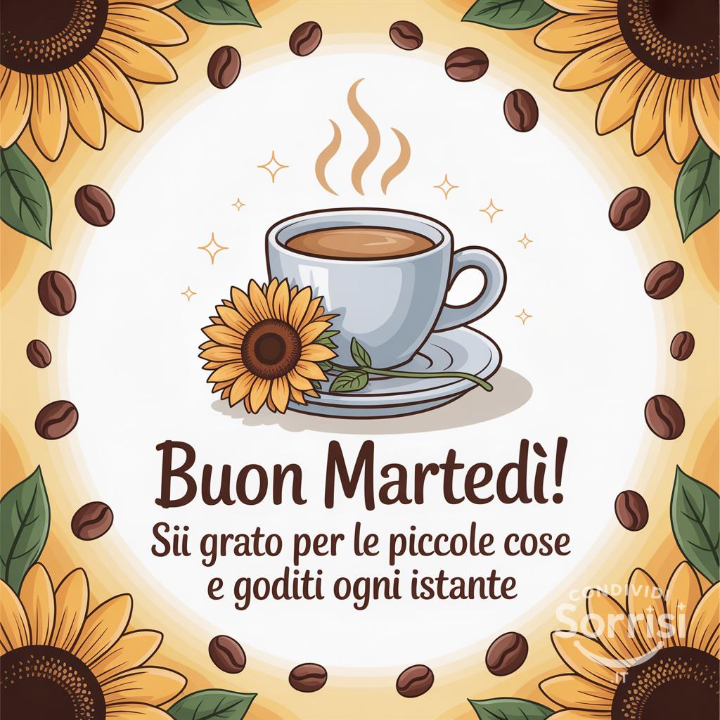Buon martedì! Sii grato per le piccole cose e goditi ogni istante