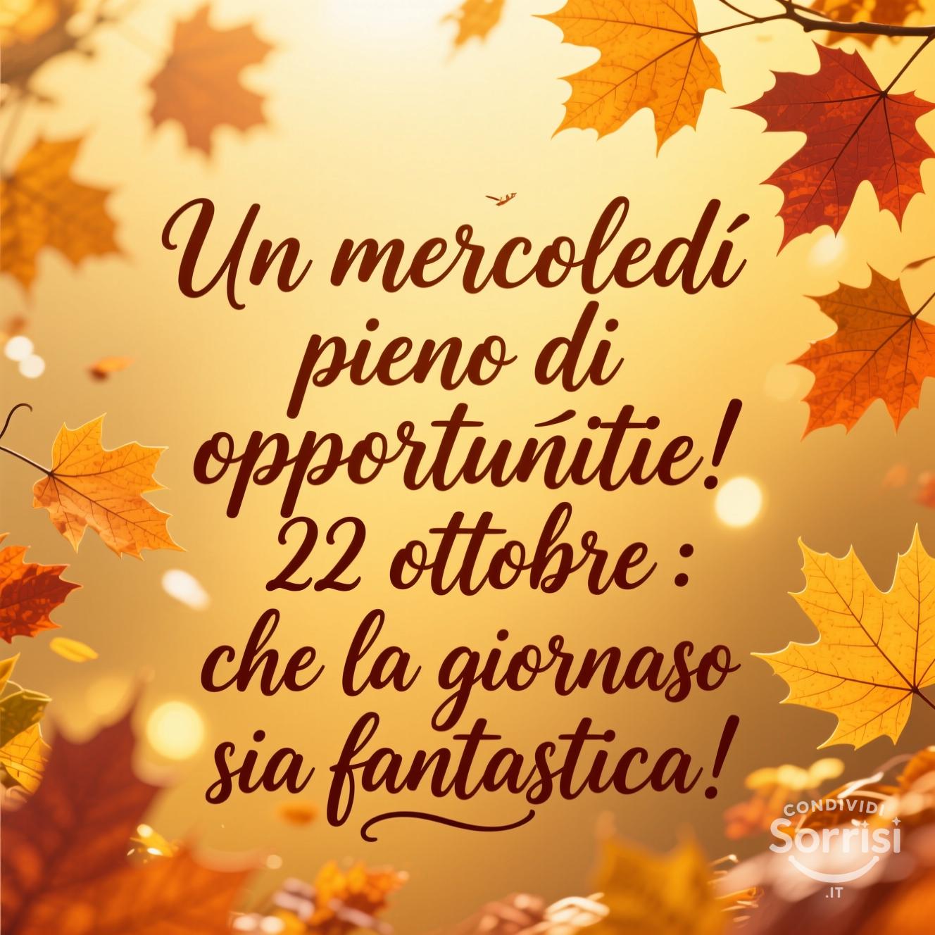 Un mercoledì pieno di opportunità! 22 ottobre : che la giornata sia fantastica!