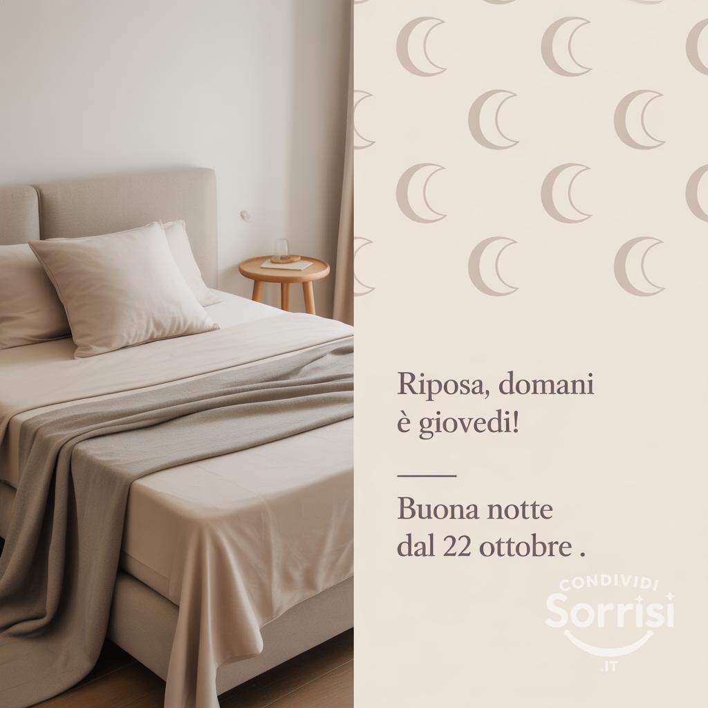 Riposa, domani è giovedì! Buona notte dal 22 ottobre .