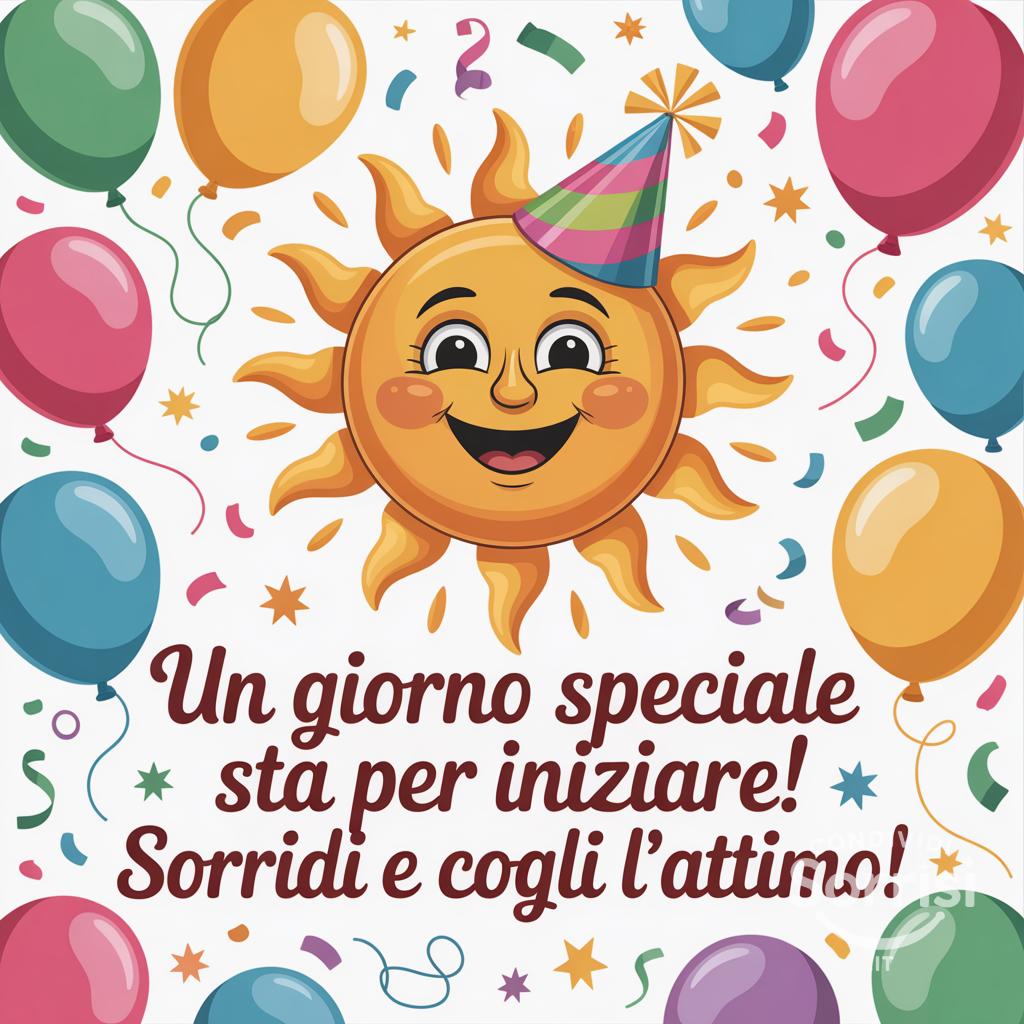 Un giorno speciale sta per iniziare! Sorridi e cogli l'attimo!