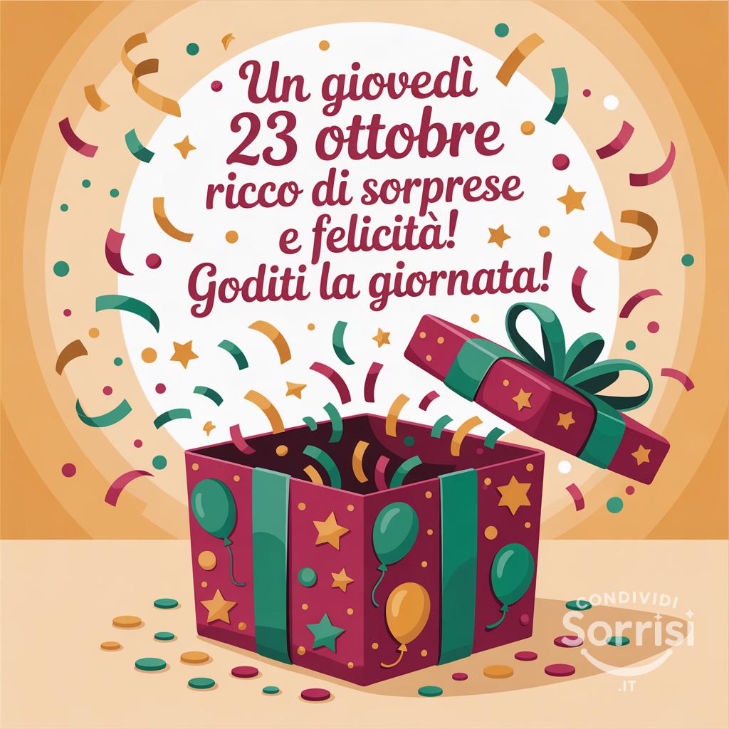 Un giovedì 23 ottobre  ricco di sorprese e felicità! Goditi la giornata!