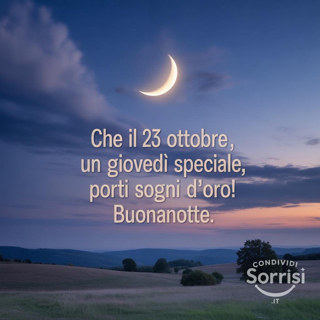Che il 23 ottobre , un giovedì speciale, porti sogni d'oro! Buonanotte.