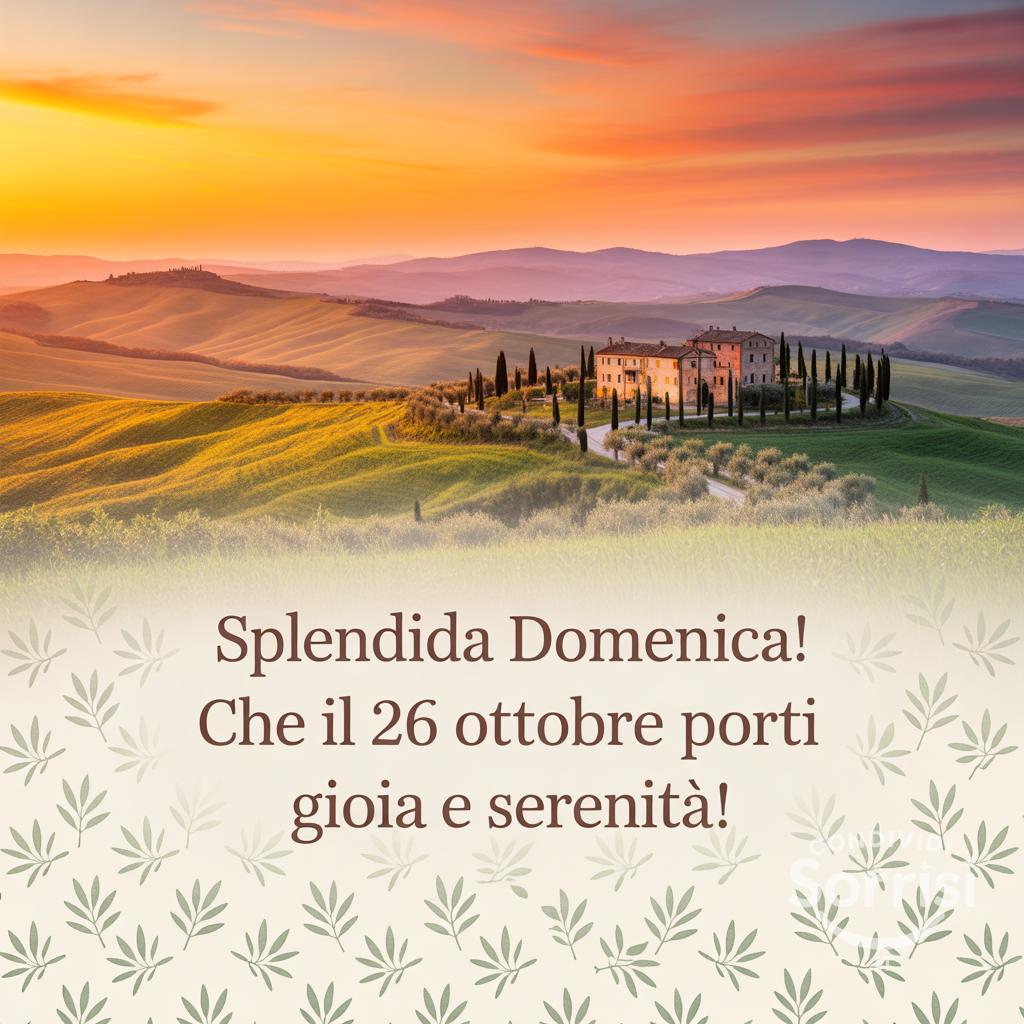 Splendida domenica! Che il 26 ottobre  porti gioia e serenità!