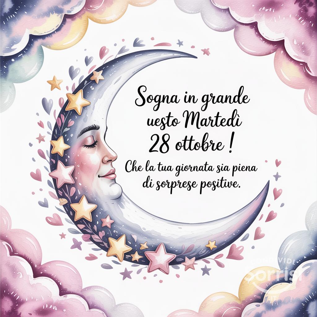 Sogna in grande questo martedì 28 ottobre ! Che la tua giornata sia piena di sorprese positive.