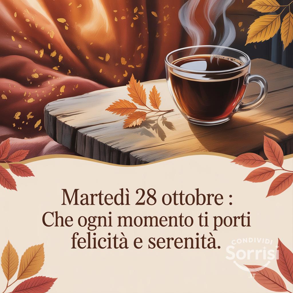 Martedì 28 ottobre : che ogni momento ti porti felicità e serenità.