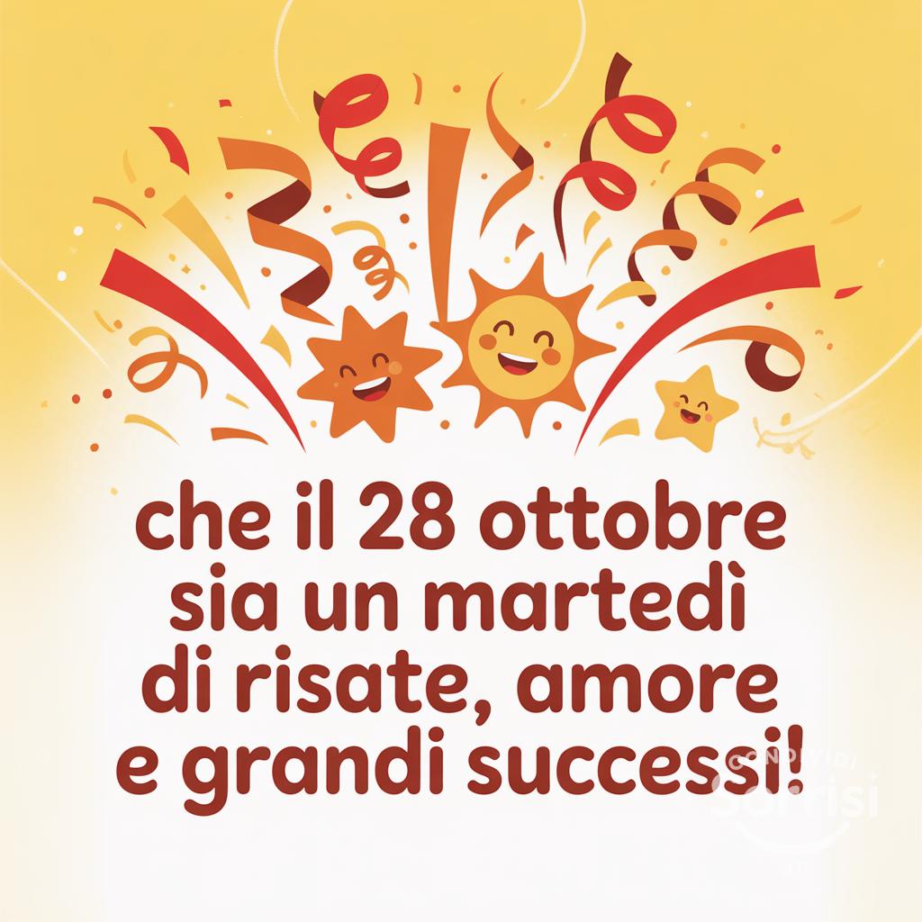Che il 28 ottobre  sia un martedì di risate, amore e grandi successi!