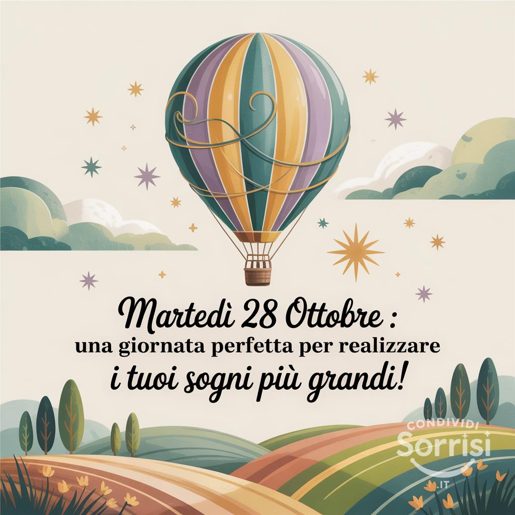 Martedì 28 ottobre : una giornata perfetta per realizzare i tuoi sogni più grandi!