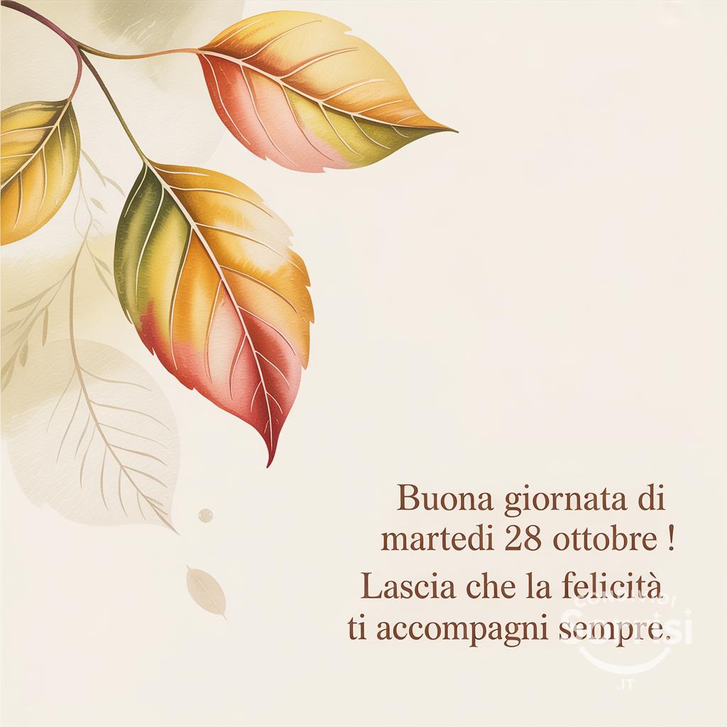 Buona giornata di martedì 28 ottobre ! Lascia che la felicità ti accompagni sempre.
