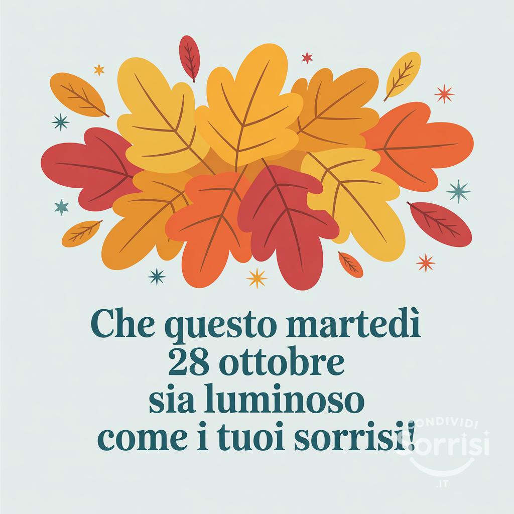 Che questo martedì 28 ottobre  sia luminoso come i tuoi sorrisi!