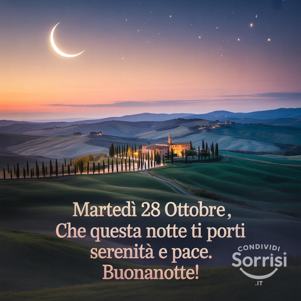 Martedì 28 ottobre , che questa notte ti porti serenità e pace. Buonanotte!