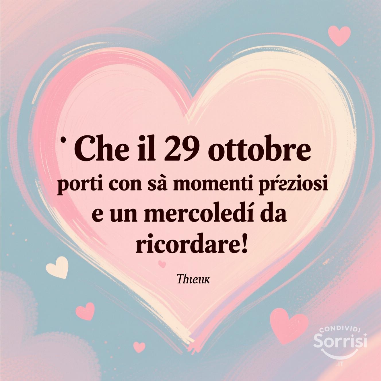 Che il 29 ottobre  porti con sé momenti preziosi e un mercoledì da ricordare!