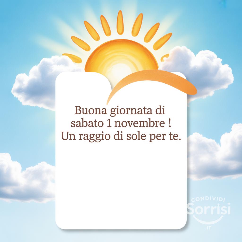 Buona giornata di sabato 1 novembre ! Un raggio di sole per te.
