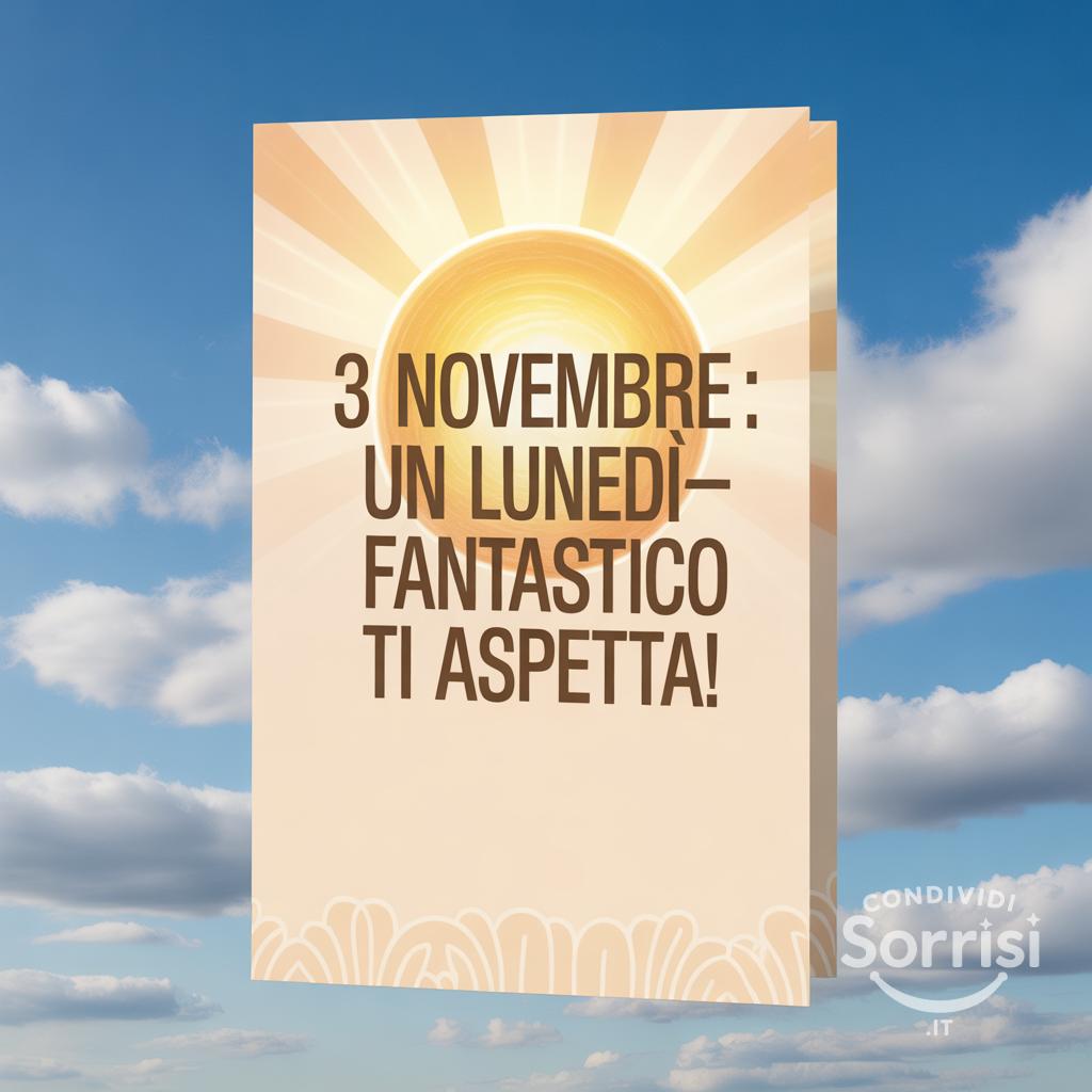 3 novembre : un lunedì fantastico ti aspetta!