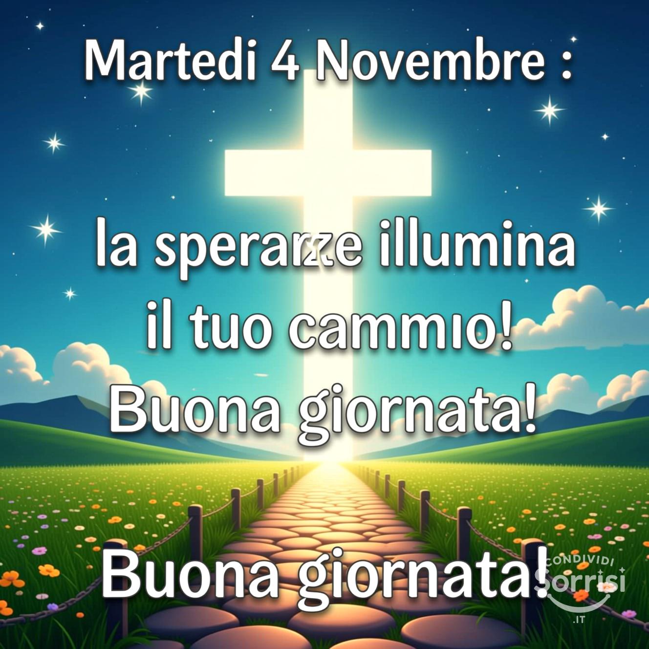 Martedì 4 novembre : la speranza illumina il tuo cammino! Buona giornata!