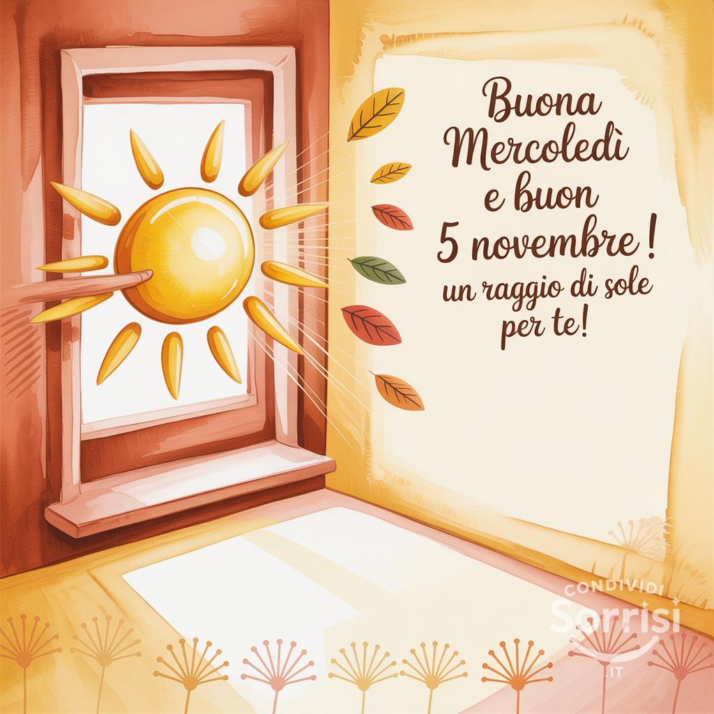 Buona mercoledì e buon 5 novembre ! Un raggio di sole per te!