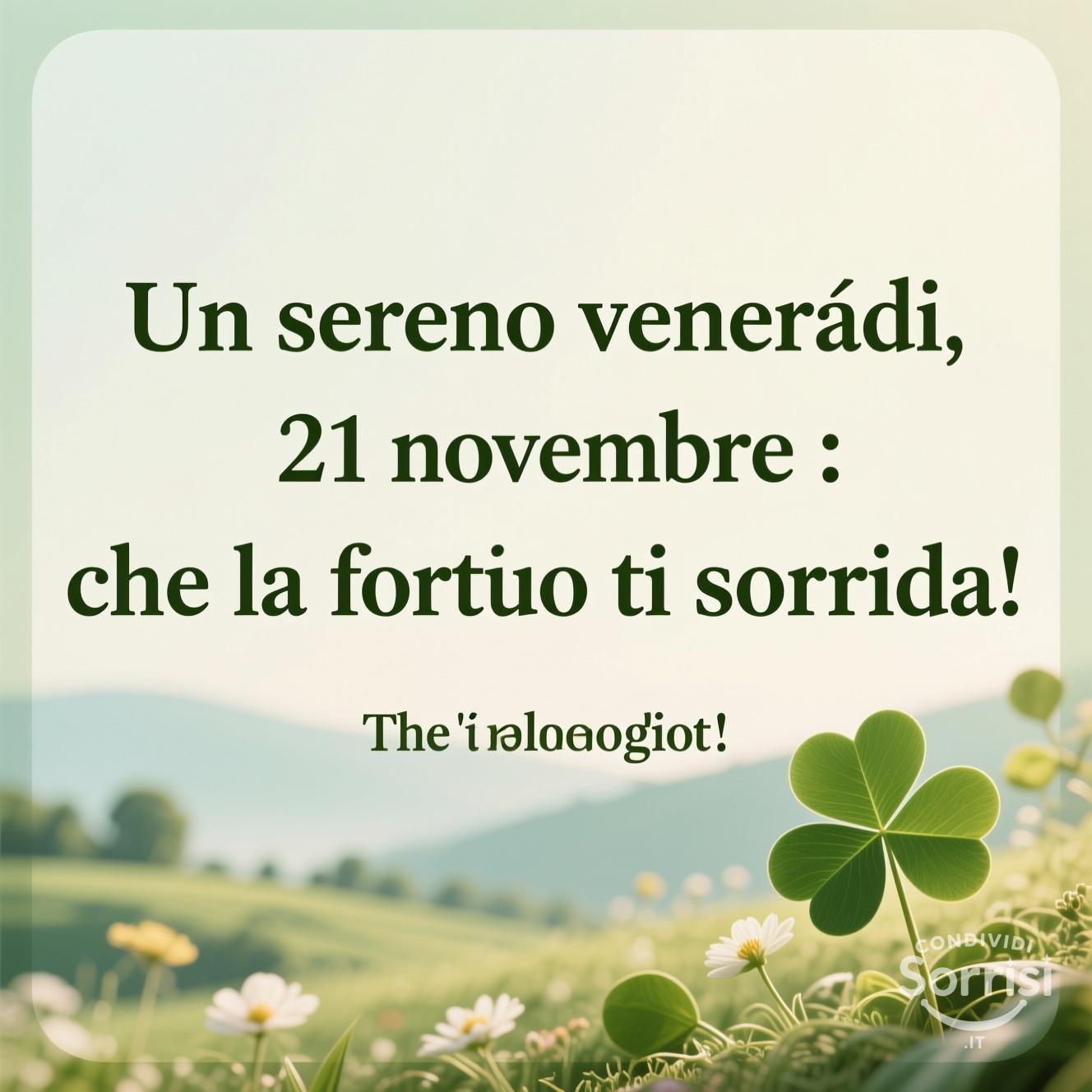 Un sereno venerdì, 21 novembre : che la fortuna ti sorrida!