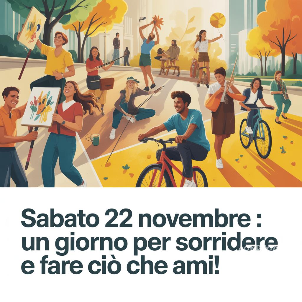 Sabato 22 novembre : un giorno per sorridere e fare ciò che ami!
