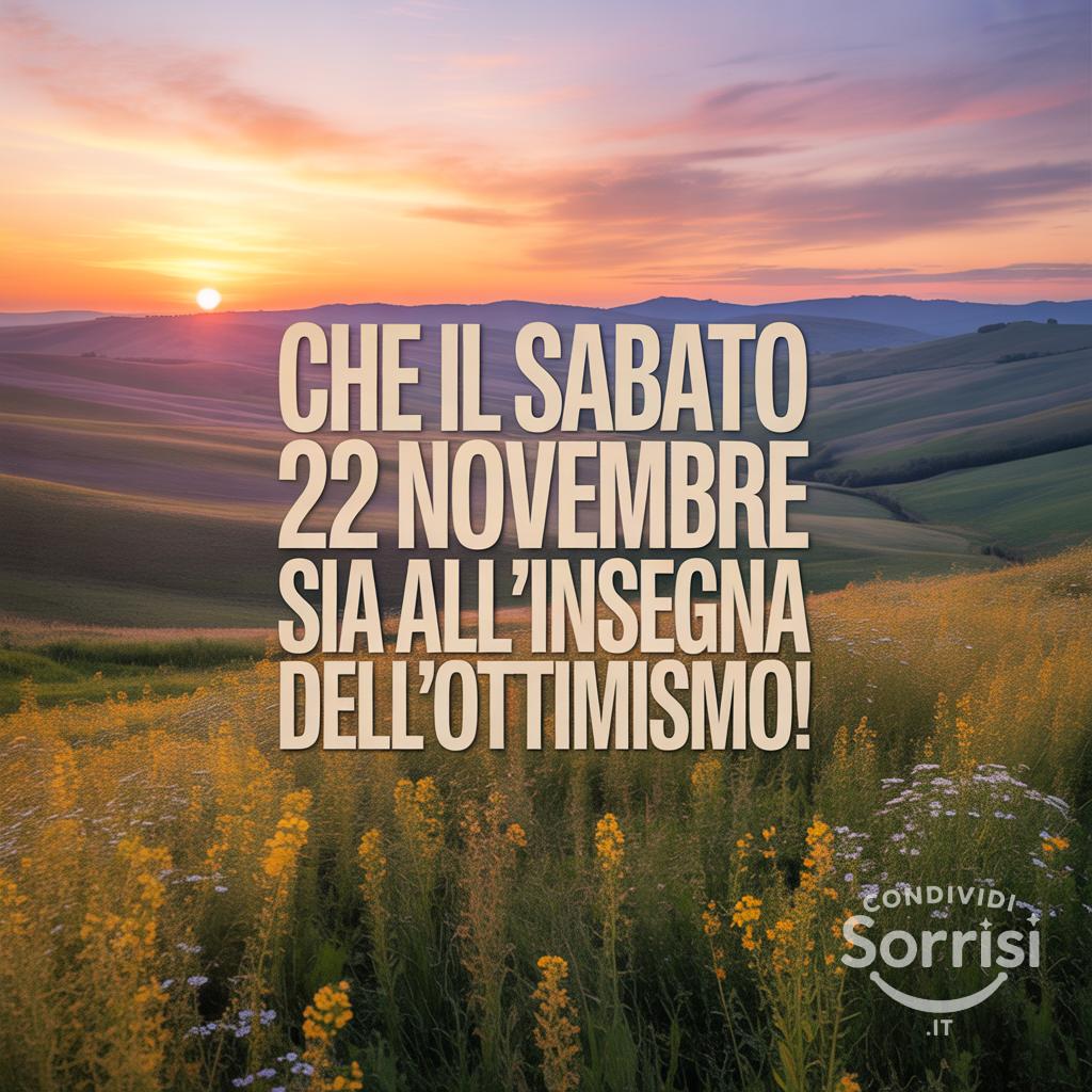 Che il sabato 22 novembre  sia all'insegna dell'ottimismo!