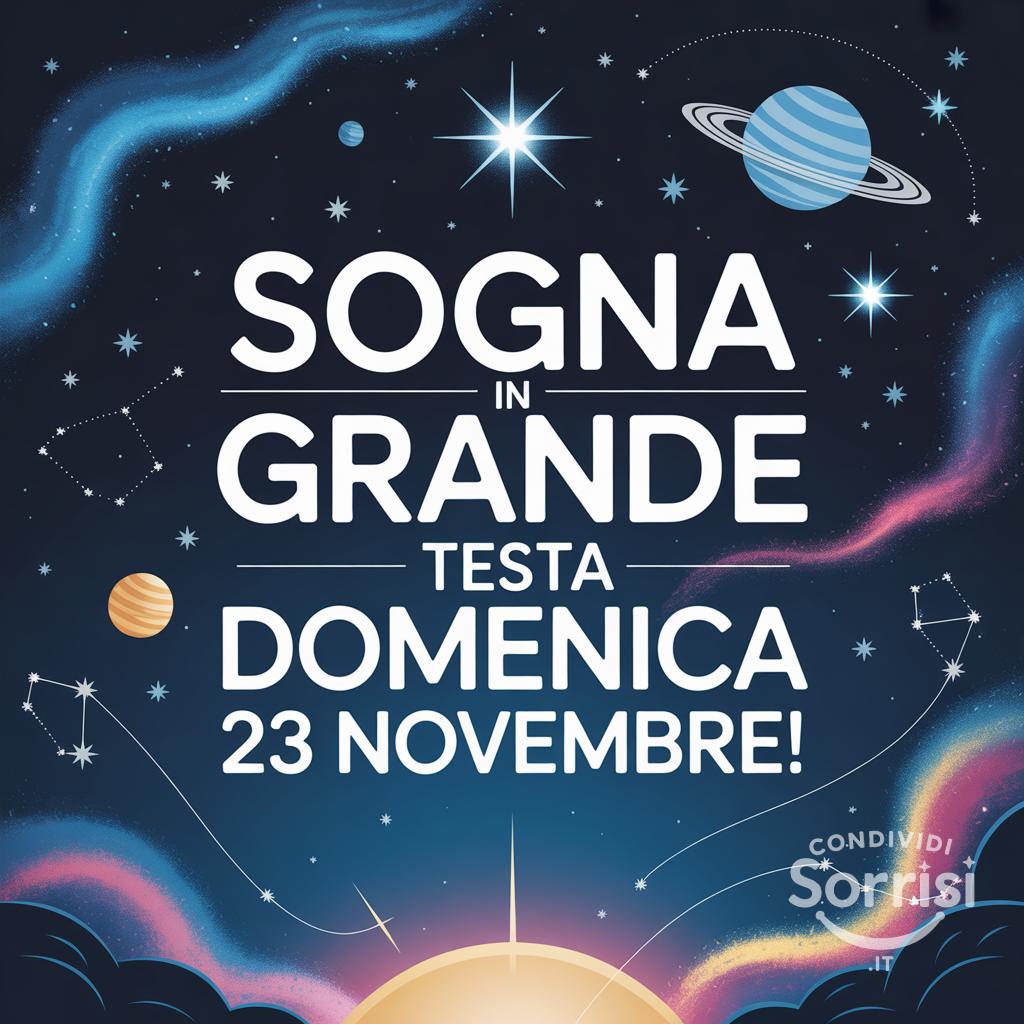 Sogna in grande questa domenica 23 novembre !