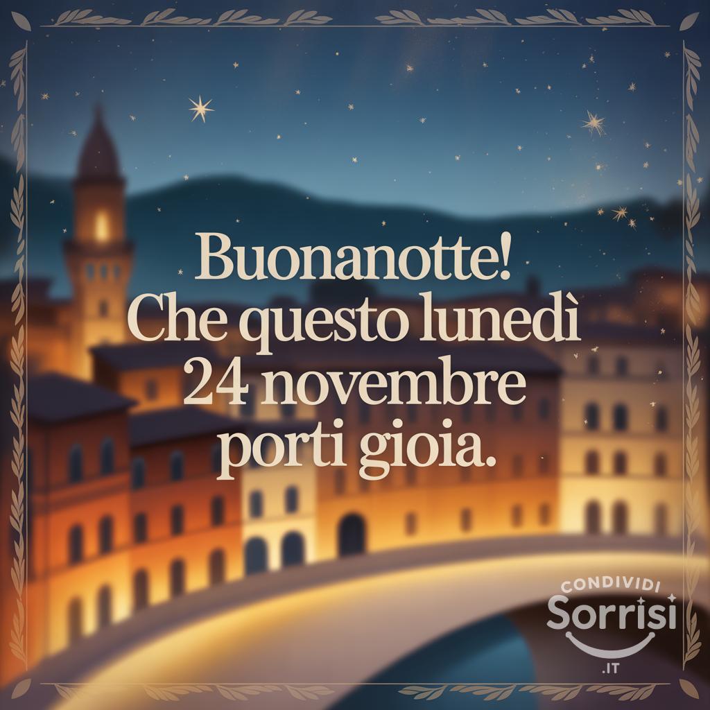 Buonanotte! Che questo lunedì 24 novembre  porti gioia.
