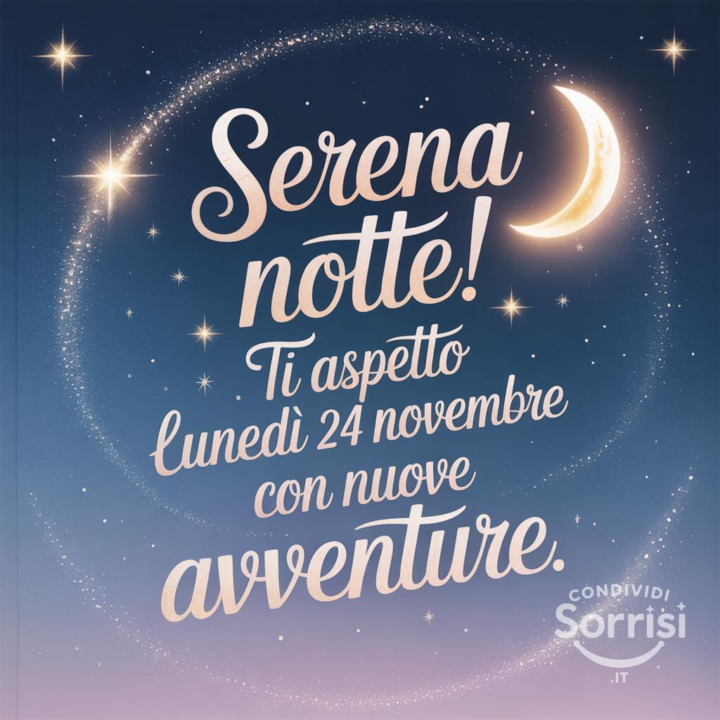 Serena notte! Ti aspetto lunedì 24 novembre  con nuove avventure.