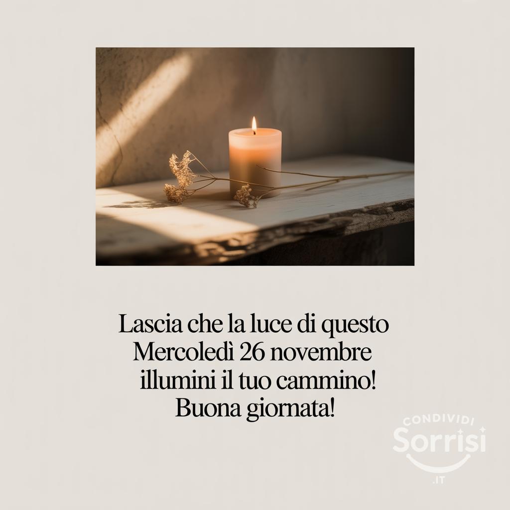 Lascia che la luce di questo mercoledì 26 novembre  illumini il tuo cammino! Buona giornata!