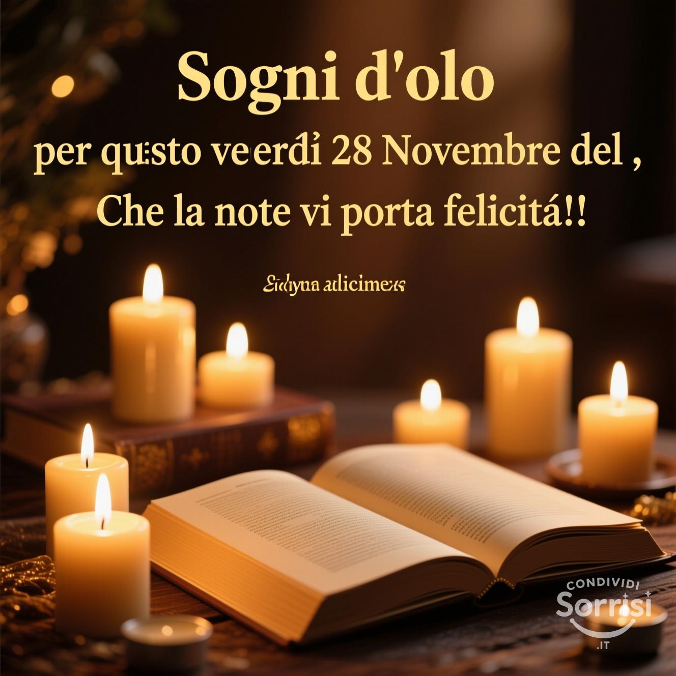 Sogni d'oro per questo venerdì 28 novembre del . Che la notte vi porti felicità!