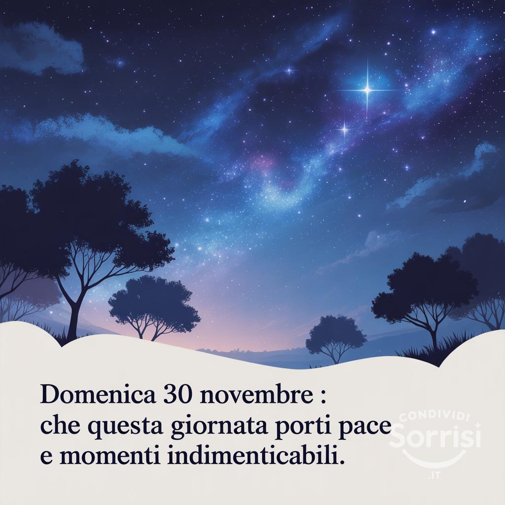 Domenica 30 novembre : che questa giornata porti pace e momenti indimenticabili.