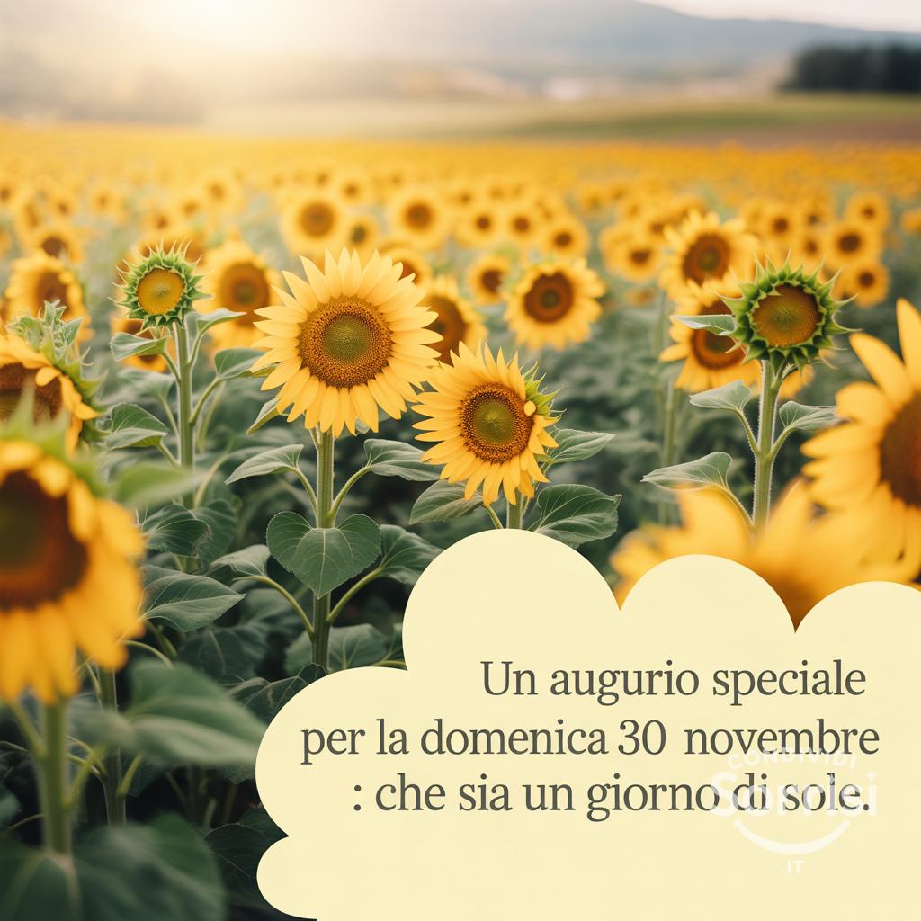 Un augurio speciale per la domenica 30 novembre : che sia un giorno di sole.