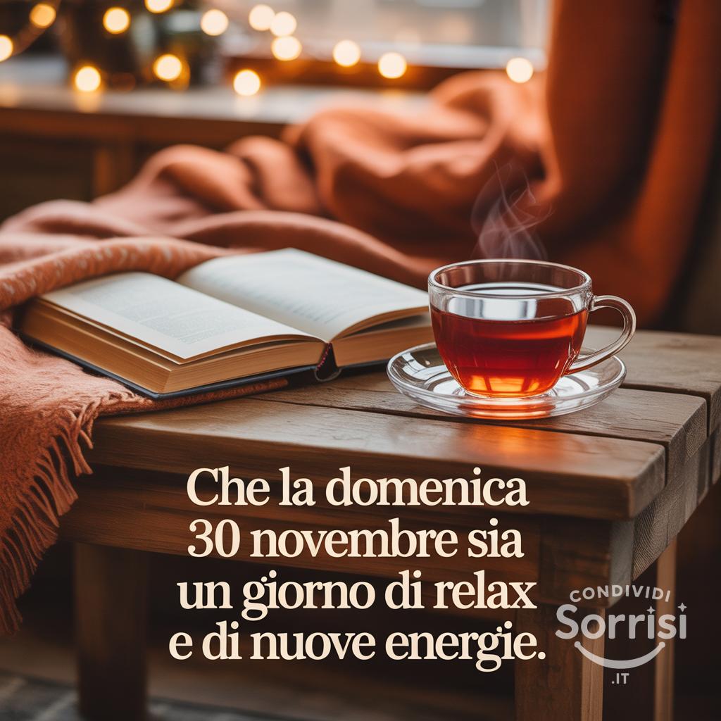 Che la domenica 30 novembre  sia un giorno di relax e di nuove energie.