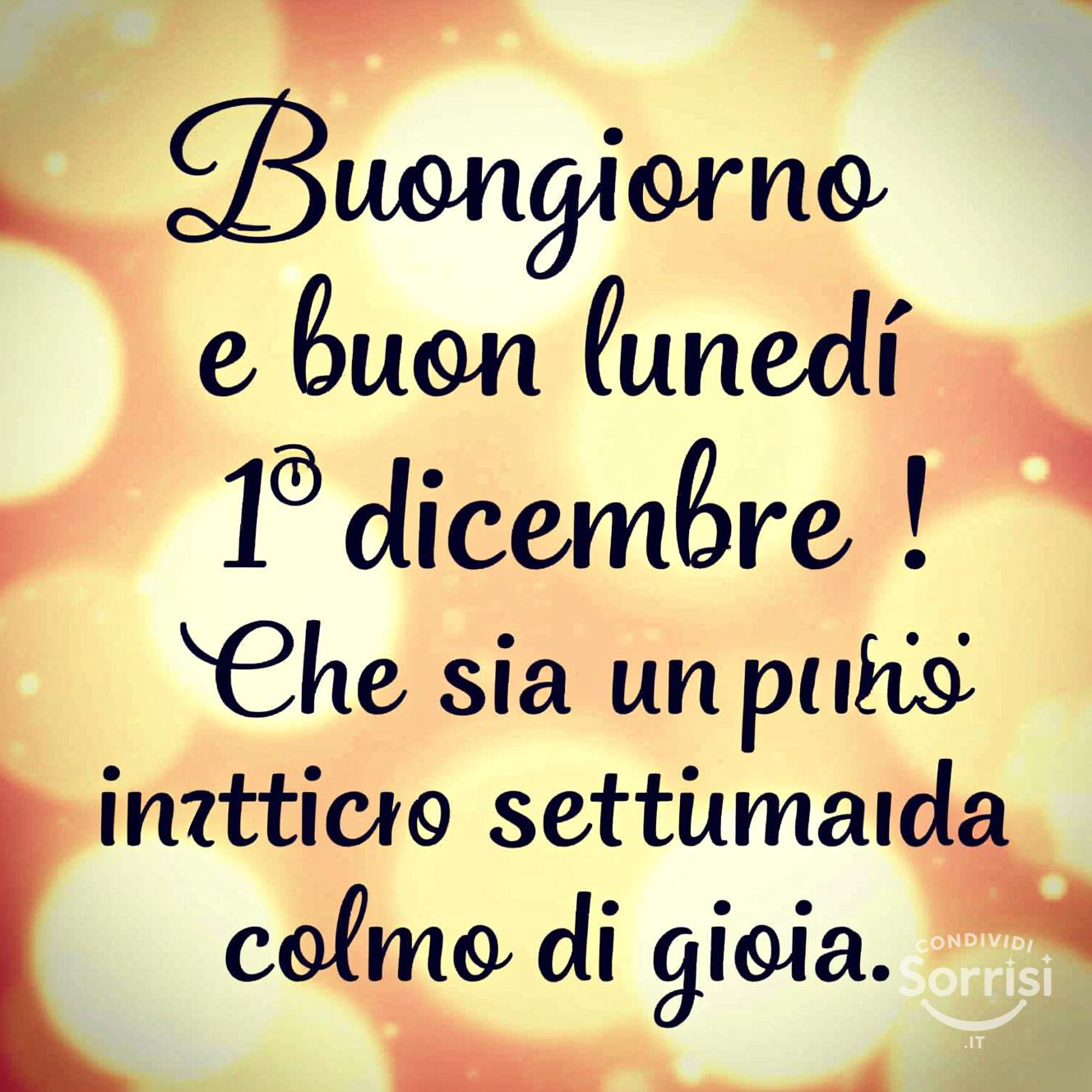 Buongiorno e buon lunedì 1° dicembre ! Che sia un inizio settimana colmo di gioia.