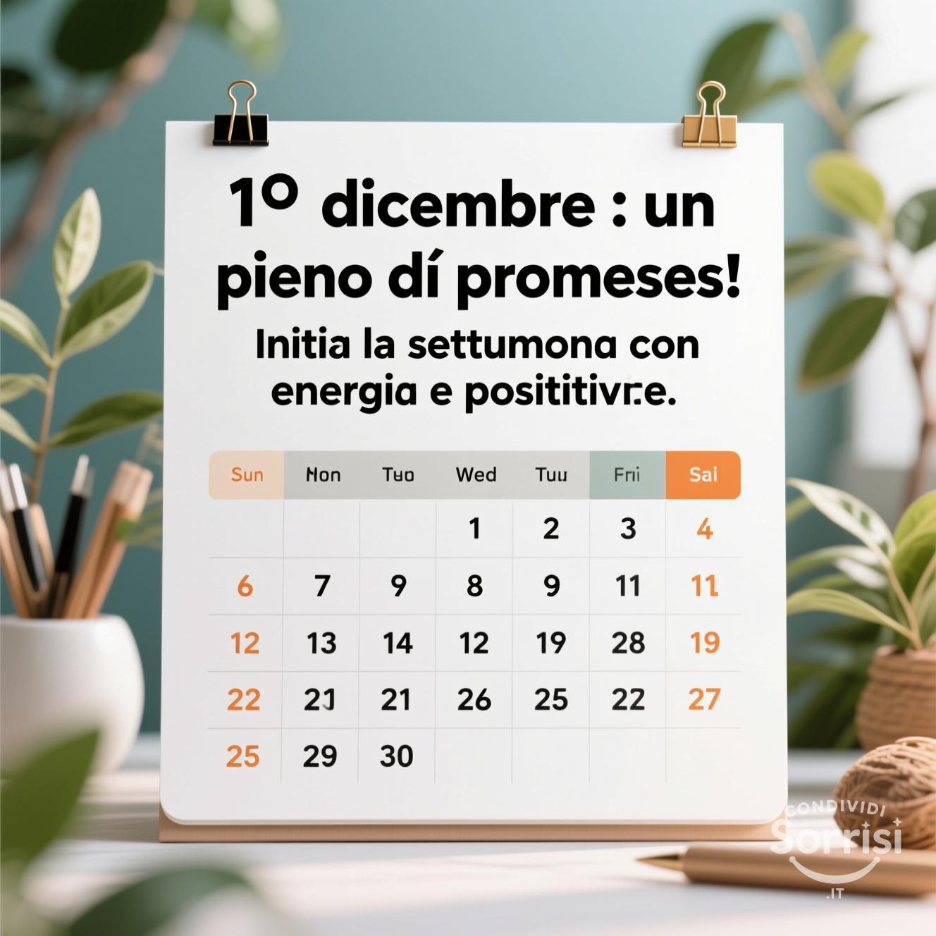 1° dicembre : un lunedì pieno di promesse! Inizia la settimana con energia e positività.