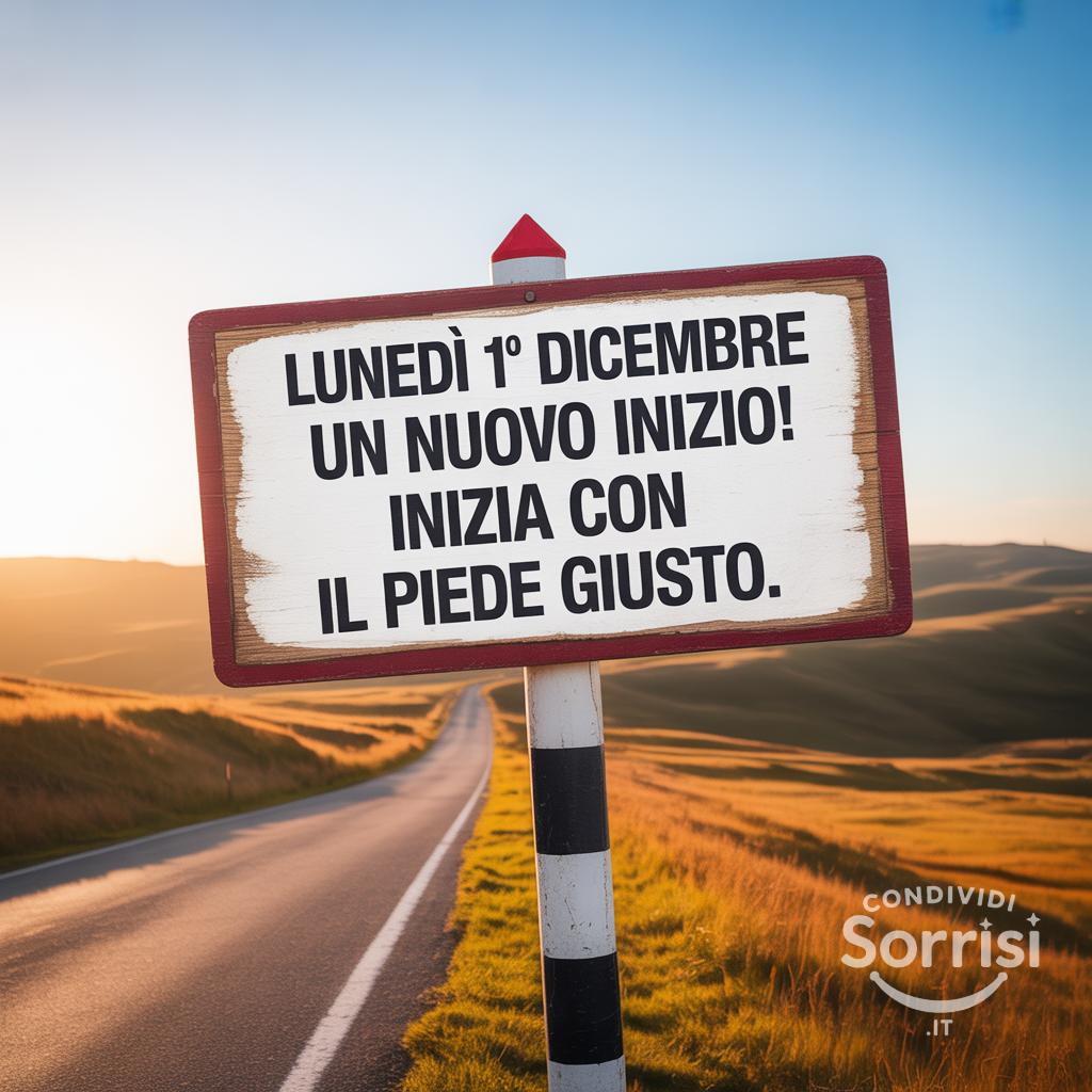 Lunedì 1° dicembre : un nuovo inizio! Inizia con il piede giusto.
